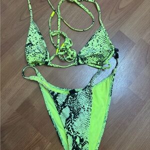 Neon Snake Print Bikini Set